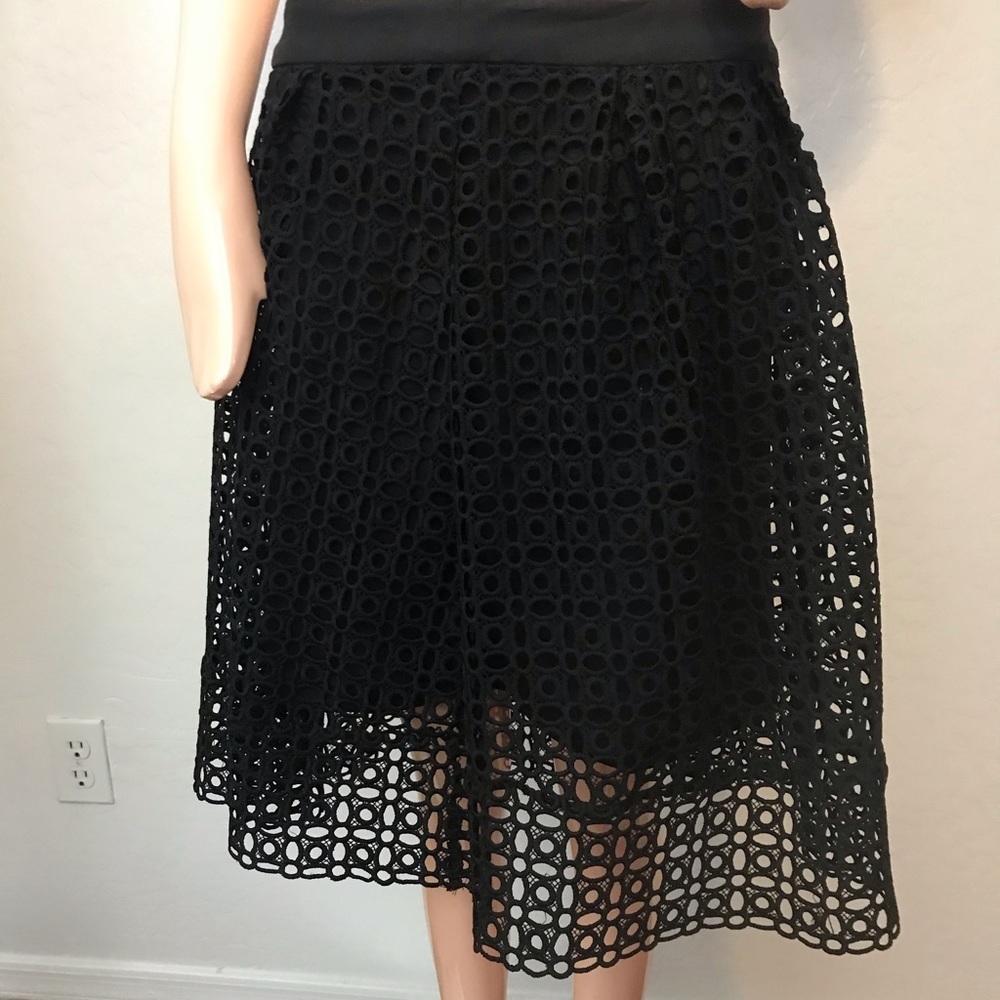 Piace Black Crochet Midi Skirt Size M